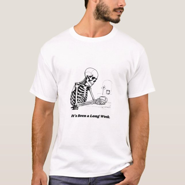 Long Week Skeleton T-Shirt | Minimalist (Front)