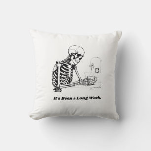 Long Week Skeleton T-Shirt Minimalist Cushion