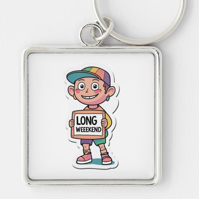 Long Weekend Meme Style Key Ring (Front)