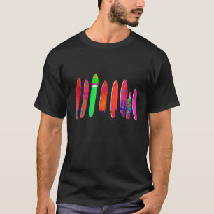 Longboard And Shortboard Abstract Colorful Surfboa T-Shirt