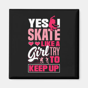Longboard Freeboard Skateboarding Female Skater Magnet