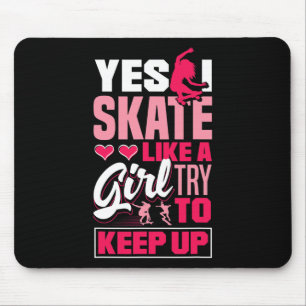 Longboard Freeboard Skateboarding Female Skater Mouse Pad
