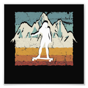 Longboard girl, wonderful nature photo print