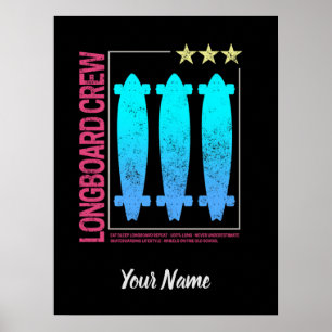 Longboard Olli vintage design for skaters Poster