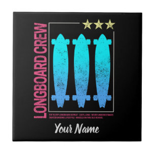 Longboard Retro Skateboard Vintage Skater Design Ceramic Tile