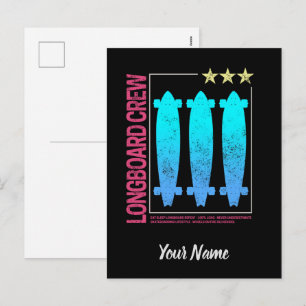Longboard Retro Skateboard Vintage Skater Design Holiday Postcard