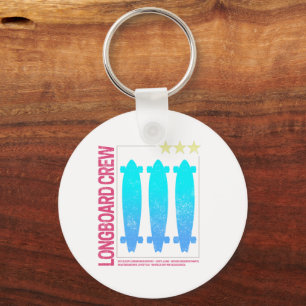 Longboard Retro Skateboard Vintage Skater Design Key Ring