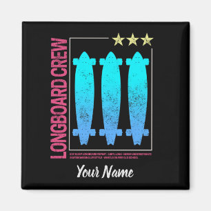 Longboard Retro Skateboard Vintage Skater Design Magnet