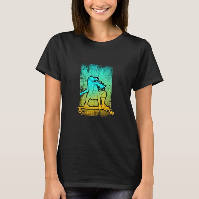 Longboard Skateboard Dancing Skater Girl Skateboar T-Shirt (Front)