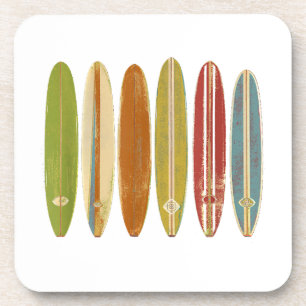 Longboard Surfboards Vintage Retro Style Surfing Coaster