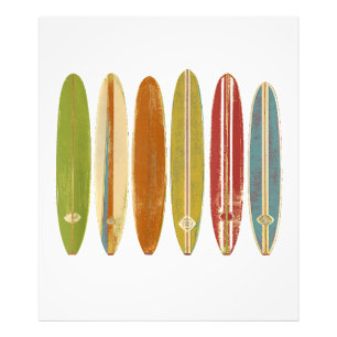 Longboard Surfboards Vintage Retro Style Surfing Photo Print
