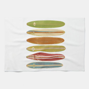 Longboard Surfboards Vintage Retro Style Surfing Tea Towel