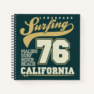 Longboard Surfing California 76 Notebook