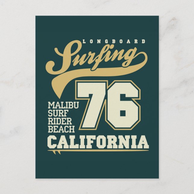 Longboard Surfing | California 76 Postcard (Front)