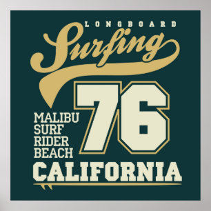Longboard Surfing   California 76 Poster