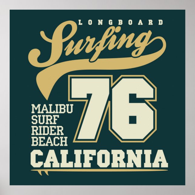 Longboard Surfing | California 76 Poster (Front)