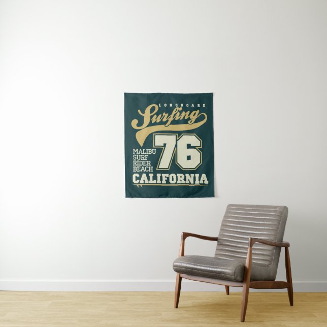 Longboard Surfing | California 76 Tapestry (In Situ)