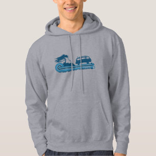 'Longboarder' Retro Hoodie in Turquoise & Aqua