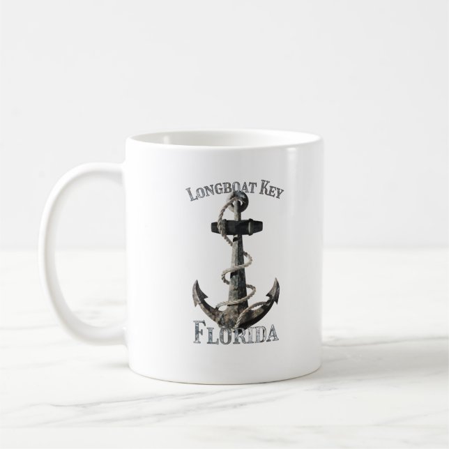 Longboat Key Florida Vacation Nautical Anchor Coffee Mug (Left)