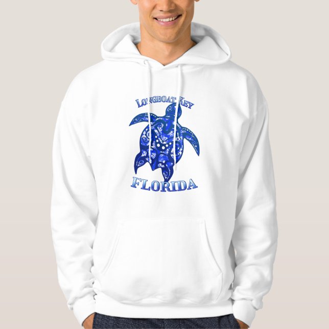 Longboat Key Florida Vacation Tribal Turtle Hoodie (Front)