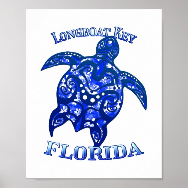 Longboat Key Florida Vacation Tribal Turtle Poster (Front)