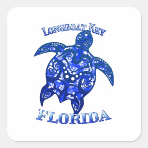 Longboat Key Florida Vacation Tribal Turtle Square Sticker
