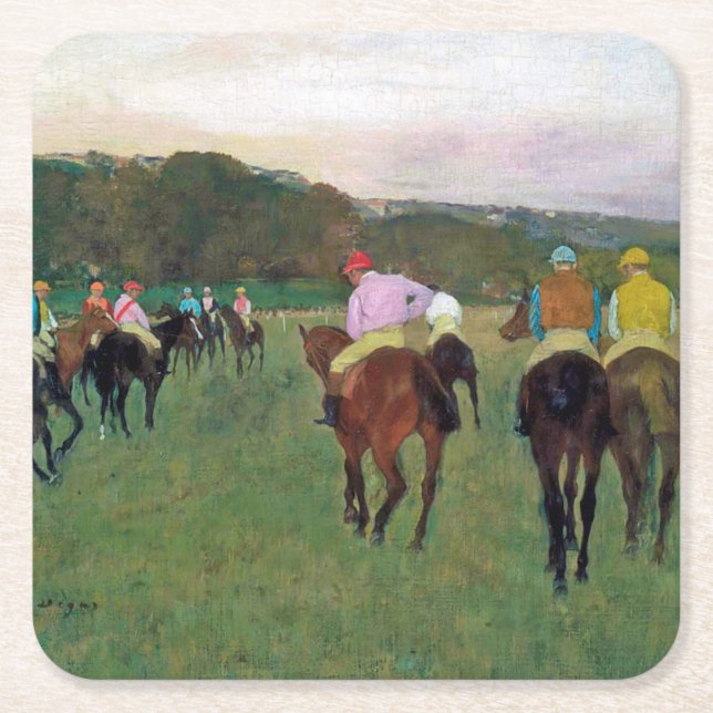 Longchamp Race Horse, Edgar Degas Square Paper Coaster (Front)