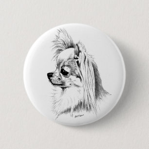 Longcoat chihuahua 6 cm round badge