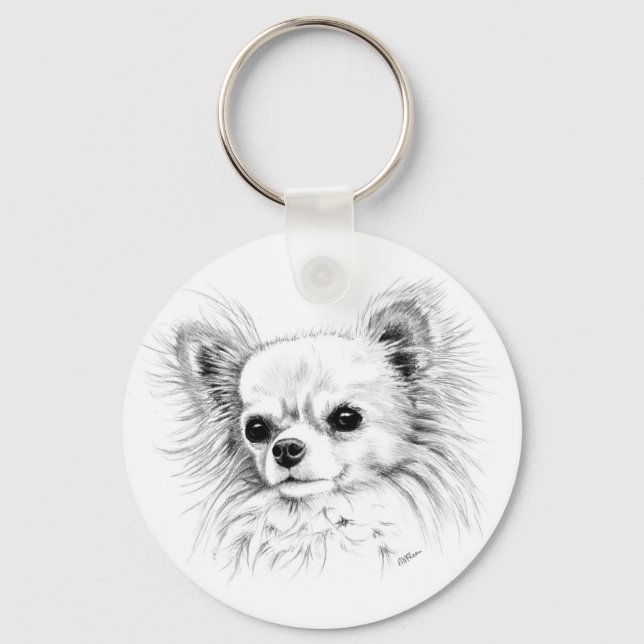 Longcoat chihuahua key ring (Front)
