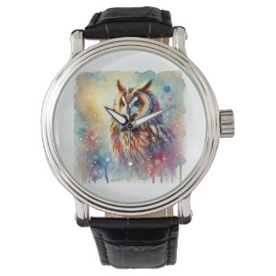 Longeared Owl 041024AREF130 - Watercolor Watch