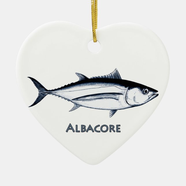 Longfin Albacore Tuna Logo Ceramic Tree Decoration (Front)