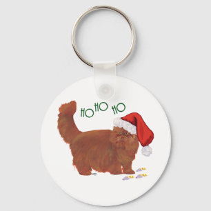 Longhair Red Persian Cat Santa's Helper Key Ring
