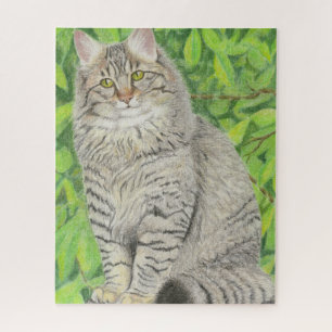 Longhair Tabby Cat Jigsaw Puzzle