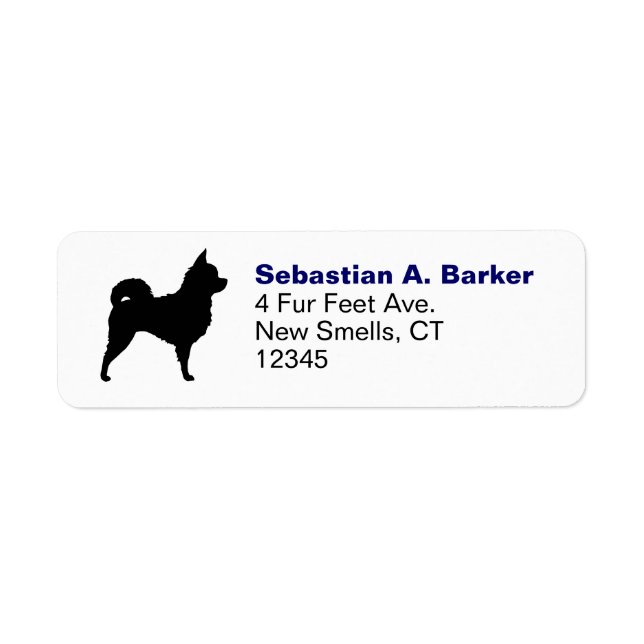 Longhaired Chihuahua Dog Silhouette Return Address Label (Front)