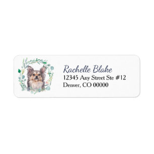 Longhaired Chihuahua Dog Wreath Return Address Label