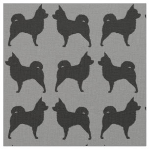 Longhaired Chihuahua Silhouettes Grey and Black Fabric