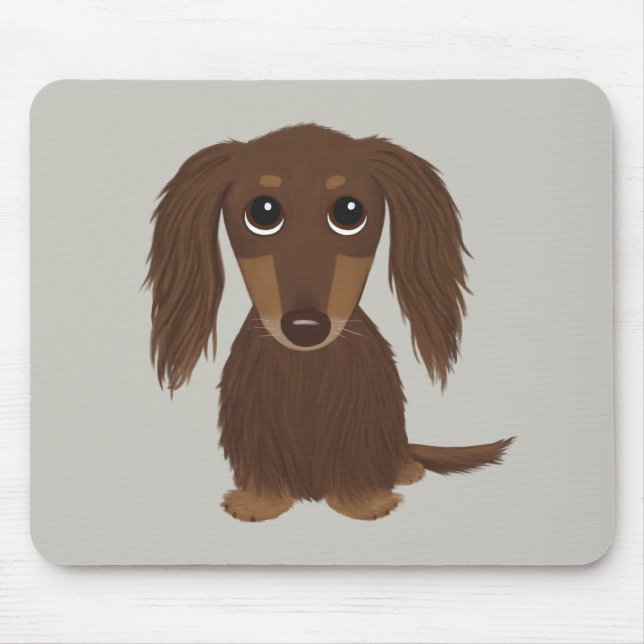 Longhaired Chocolate Brown Dachshund Mouse Pad (Front)