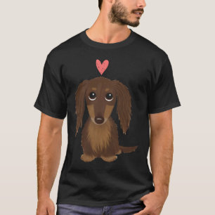 Longhaired Chocolate Dachshund Cute Wiener Dog Wit T-Shirt