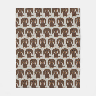 Longhaired Chocolate Dachshund Wiener Dogs Fleece Blanket