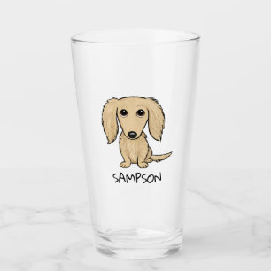 Longhaired Cream Dachshund   Cute Dog Personalised Glass