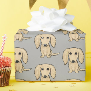 Longhaired Cream Dachshund Pattern   Cute Dogs Wrapping Paper