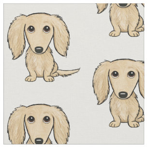 Longhaired Cream Dachshund   Wiener Dog Pattern Fabric