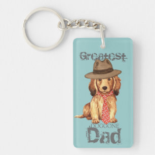 Longhaired Dachshund Dad Key Ring