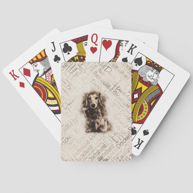 Longhaired Dachshund dog Playing Cards (Back)