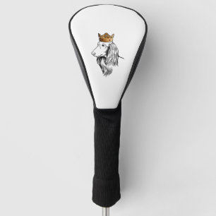 Longhaired Dachshund Dog Wearing Crown Golf Head Cover
