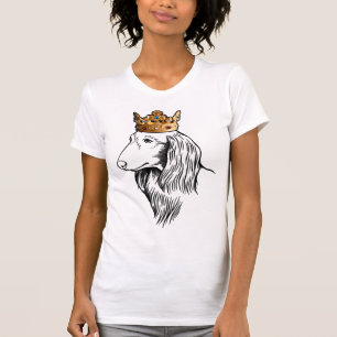Longhaired Dachshund Dog Wearing Crown T-Shirt