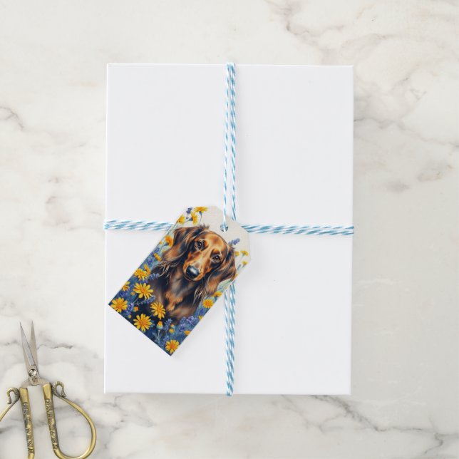 Longhaired Dachshund  Gift Tags (With Twine)
