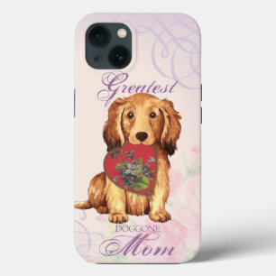 Longhaired Dachshund Heart Mom iPhone 13 Case