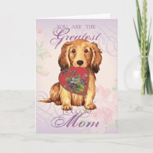 Longhaired Dachshund Heart Mum Card