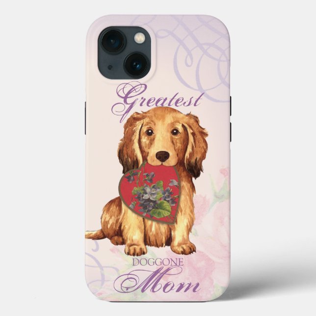 Longhaired Dachshund Heart Mum Case-Mate iPhone Case (Back)